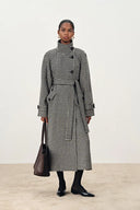 Saki Reversible Long Coat in Merino Houndstooth
