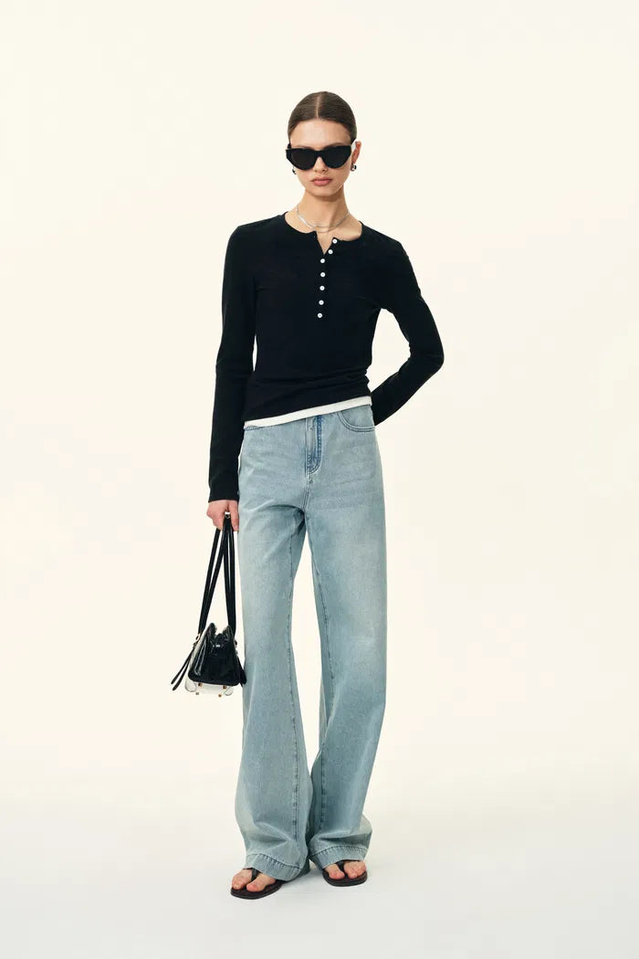 Eman Straight-Leg Denim Jeans in Cotton Denim