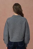 Fika Floral Knit Polo Shirt in Merino Wool Knit