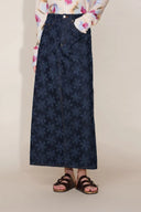 Ari Flora Maxi Skirt in Cotton Jacquard Denim