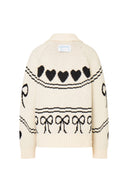 Perla Dachshunds Jacquard Cardigan in Chucky Merino Wool Knit
