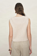 Jinelle Hand-crocheted Textured Sleeveless Vest Top in Cotton Knit