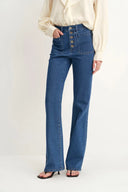 Sarah Five Button Bootcut Jeans in Stretch Denim