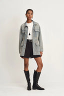 Veste safari à cordon de serrage Esme en denim coton