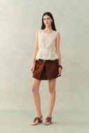 Zane Open Knit Drawstring Top in Cotton
