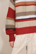 Christmas Uneven Stripes Sweater in Merino Wool Knit