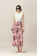 Athena Flora Print Skirt in 22MM Mulberry Silk