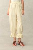 Hazel kanten paneel ballonbroek met cropped pijpen in zijde-katoenmix