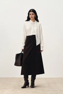 Charlotte Flowing Scarf Style Tie Blouse in Silk Satin