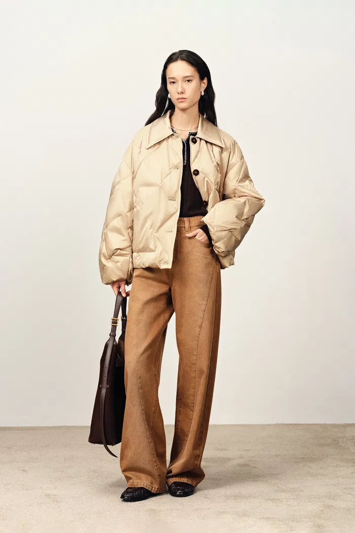 Thurston Quilted Lapel Down Jacket in High Density Water-Repellent