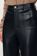 Susan Knee Seams Cropped Flared Faux Pants in Non Animal leather