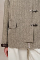 Boxy Style Utility Jacket in Heathered Herringbone