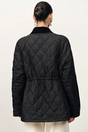 Isla Contrast Collar Quilted Down Jacket in Water-Resistant Cotton