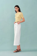 Gracia Gele Polo Top in Hoog Elastische Kabeltricot