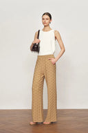 Pantalon large texturé Elowen en maille mélange coton