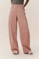 Adeline Knee Seams Dusty Pink Jeans in Lyocell Denim