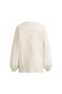 Veyra besticktes Hemd ohne Kragen aus leichtem Baumwoll-Mix