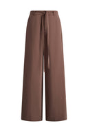 Erica Thin Belt Wide Leg Trousers in Tencel Linen Blend