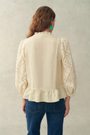 Nina's Openwork Embroidery Blouse in Cotton Jacquard