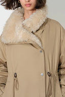 Isolde Drawstring Waist Parka Jacket in 90% White Goose Down