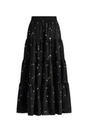 Emily Hand Beaded Sequin Embroidered Maxi Skirt in Beaded Wool Blend
