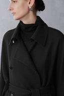 Aggripine Trenchcoat im Cape-Stil aus leichtem Merino-Twill