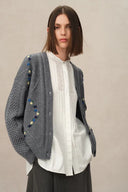 Olivia Floral Cable Cardigan in Merino Wool Cable Knit