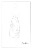 Hana 3D Flora Gespijkerde Maxi Rok in Zijde-Wol Satijn