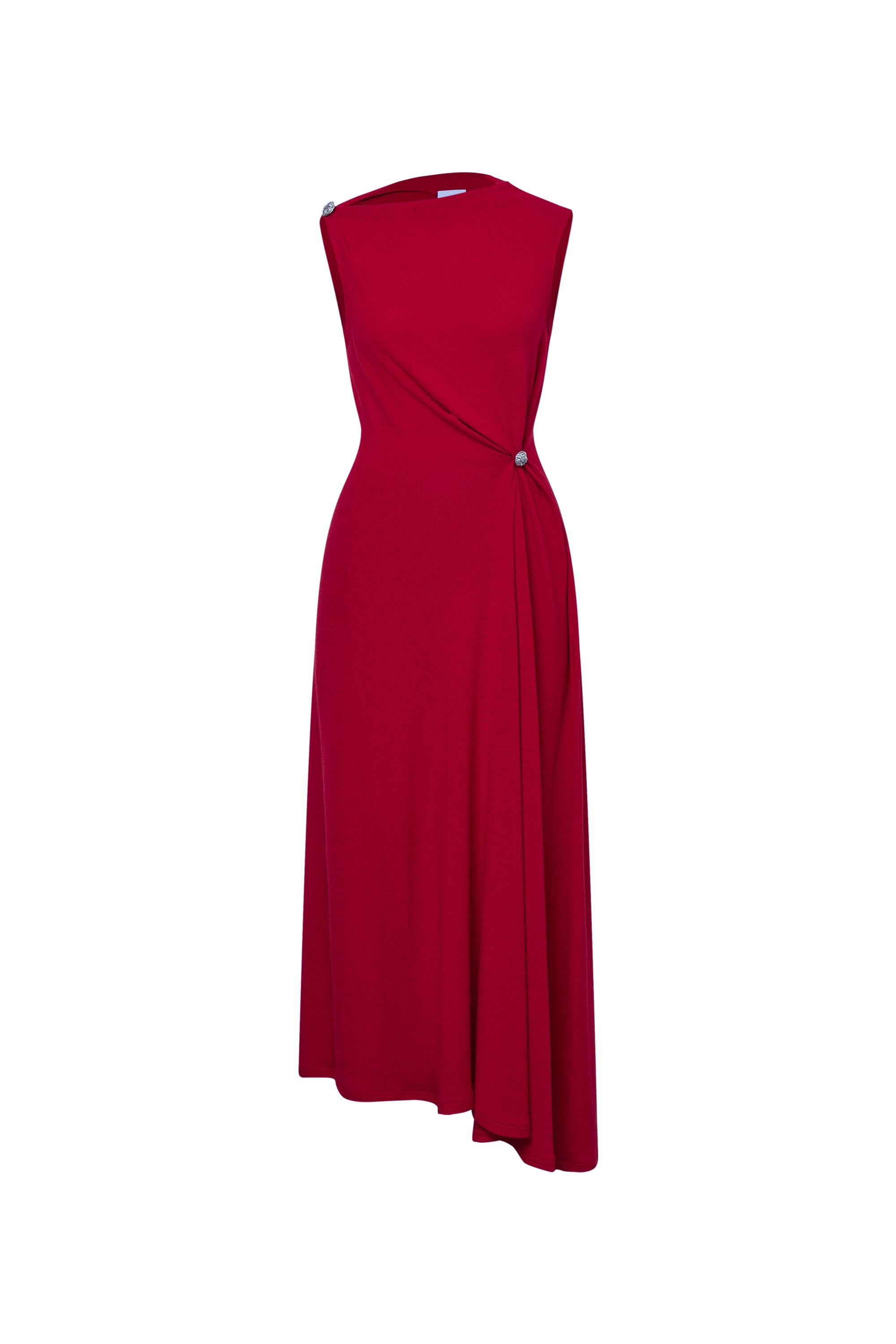 Kiki Asymmetric Knotted Sleeveless Dress in Premium Stretch Knit XS/P Kiki Asymmetric Knotted Sleeveless Dress in Premium Stretch Knit XS/P