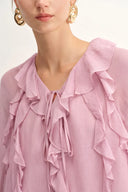 Olivia Ruffle Blouse in Silk Crepe