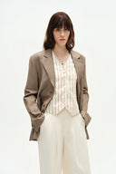 Graf Beige Blonde Suit Jacket in Linen Wool