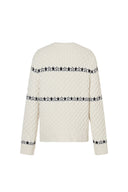 Jersey Star Walker blanco Fair Isle en punto de hilo de pompones de viscosa y lana