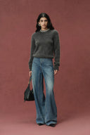 Violet Crystal Embellishment Collar Sweater in Alpaca Blend