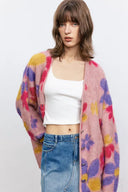 Louloudia Floral Jacquard Knit Cardigan in Merino Mohair Blend