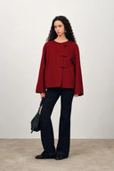 Abrigo corto nuevo estilo mandarín Peony con botones en lana merino