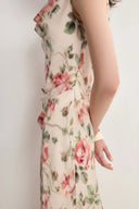 Robe Sans Manches Juliet Florale à Col Drapé en Soie Mûrier