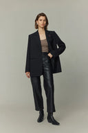 Costume Blazer Sander avec Couture Main Contrastée en Laine Mérinos Fine