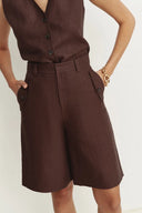 Victoria Bermuda Shorts in Linen Herringbone