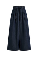 Pantalones estilo falda con cinturón en la cintura Mathilde en mezclilla con mezcla de cáñamo
