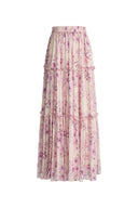 Mia Hand Painted Flora Skirt in Silk-Cotton
