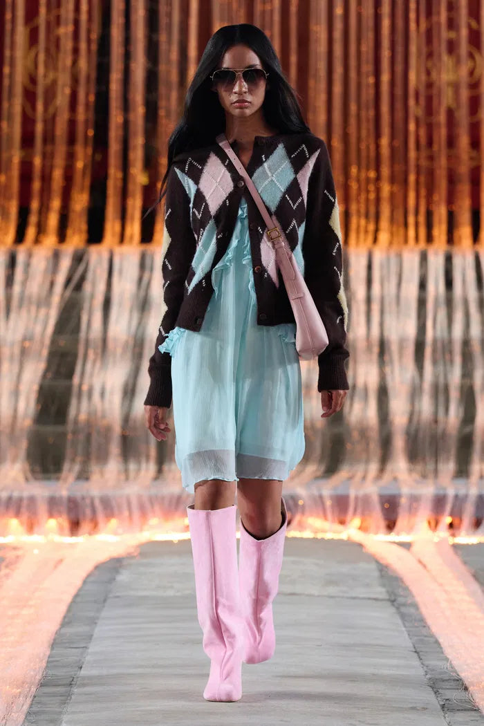 Hart Argyle Short Cardigan in Wool Cashmere Blend Knit