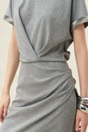 Clara Plaid Hem T-shirt Dress in Cotton