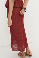 Grazia Heart Shaped Openwork Sleeveless Top and Skirt Set in Linen Blend