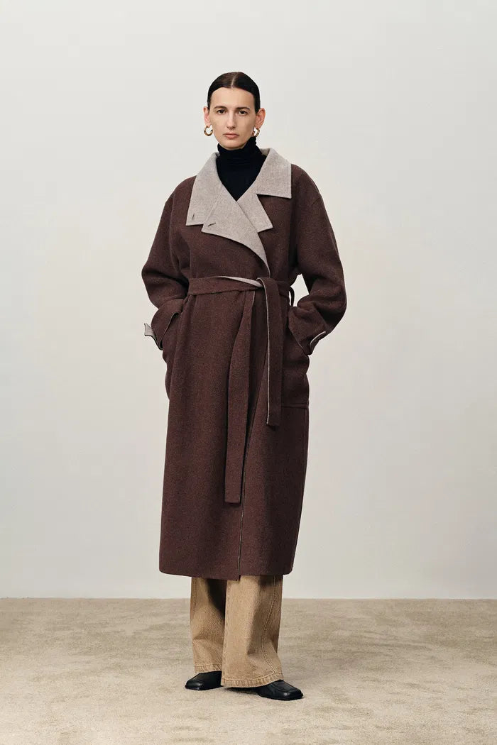 Karla Stand Collar Coat in Merino Wool