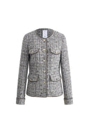Deauville Hand Woven Trim Crew Neck Tweed Jacket in French Bouclé