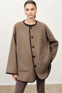 Cecilia Reversible Double Face Short Coat in Wool Cashmere Blend