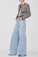 Gabriel 24K Gold Button Tweed Jacket in Two-Tone Wool Bouclé