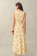 Vestido sin mangas floral Lumina en gasa arrugada