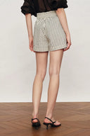 Lona Striped A Line Casual Shorts in Cotton Blend Poplin