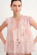 Blusa senza maniche stampata Gracia in georgette di crepe